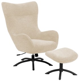 Verstelbare Fauteuil Met Voetenbankje Cream