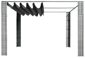 vidaXL Prieel met dak 300x300x200 cm poly rattan grijs en antraciet