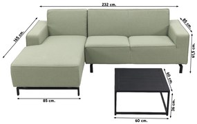 Boavista/Toronto loungebank chaise longue - Heritage leaf - 3-delig - rechts