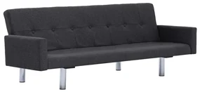 vidaXL Slaapbank met armleuning polyester donkergrijs