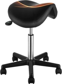 VEVOR zadelkruk met wielen, draagvermogen 181 kg, ergonomische zadelkruk met wielen, in hoogte verstelbaar, verdikt PU-leer, draaibare zadelkruk, stoel voor salon, spa, kliniek, zwart