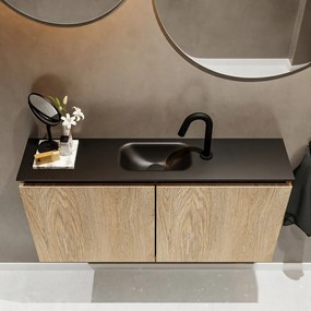 Mondiaz Ture 100cm toiletmeubel washed oak met wastafel urban midden 1 kraangat