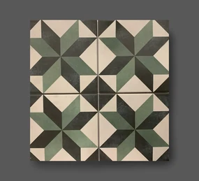 Vloertegel 15x15 Cm Bloemen Patroon Groen Wit A151