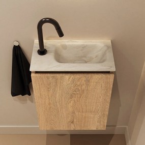 Mondiaz Ture DLux toiletmeubel 40cm washed oak met wastafel ostra rechts met kraangat