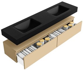 Zaro Alan badmeubel 180cm sand 2 lades met vrijhangende wastafel cloud dubbel 2 kraangaten urban