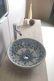 Sapho Priori keramische decoratie waskom 42cm wit delfts blauw