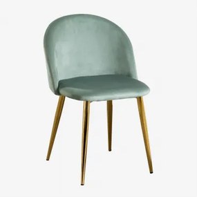 Set Van 4 Eetkamerstoelen Bekleed Met Kana Fluweel Grün Tanne & Goud - Sklum