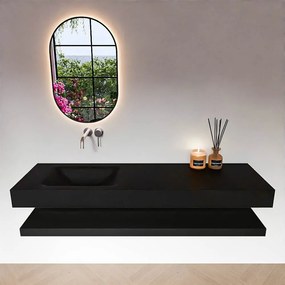 Zaro Alan badmeubel 160cm met planchet urban en vrijhangende wastafel cloud links zonder kraangat urban