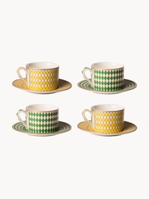 Koffiekopjes Chess met schoteltjes, 4-delig
