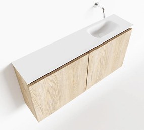 Mondiaz Ture 100cm toiletmeubel washed oak met wastafel talc rechts geen kraangat