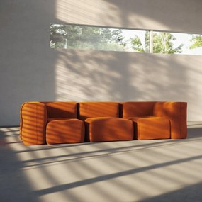 Soft Zitzak Indoor 3 Seater - Orange Jaquard