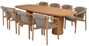 Capri Tess barrel dining tuinset 9 delig 280x110xH75 teak 4 Seasons Outdoor