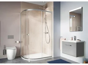 Crosswater Clear 6 kwartronde douchecabine met 1 schuifdeur 80x100x195cm 6mm helder veiligheidsglas zilver CAQSSC10X8