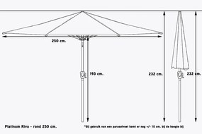 Platinum Riva stokparasol 2,5 m. rond - Olive met voet en hoes