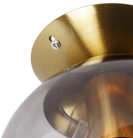 Smart plafondlamp met dimmer messing met smoke glas incl. Wifi ST64 - Pallon Art Deco E27 bol / globe / rond Binnenverlichting Lamp