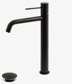 Orveta Click-clack Messing Wastafelkraan En Afvoerklepset ↑30 Cm & Matzwart & Klep Met Overloop - Sklum