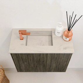 Mondiaz Joya DLux 50cm toiletmeubel shadow met wastafel faye links 1 kraangat opalo