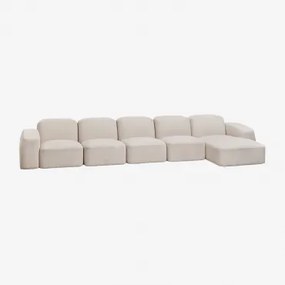 Bastian 5-delige Modulaire Chaise Longuebank Rechts Chenille Dik Wit - Sklum