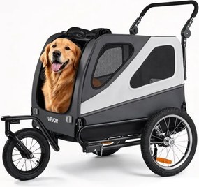 VEVOR Hondenkar, tot 45 kg, 2-in-1 Fietskar voor Kleine & Grote Honden, Opvouwbaar Frame met Snelspanwiel, Universele Fietskoppeling, Inclusief Vlag, Interne Lijn, 1390 x 770 x 845 mm