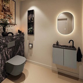 Mondiaz Ture DLux toiletmeubel 60cm smoke met wastafel lava rechts met kraangat