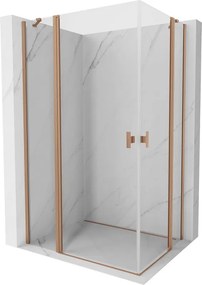 Mexen Mist Duo douchecabine scharnierend 95 x 90 cm, transparant, geborsteld koper - 8A4-095-090-65-00