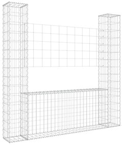 vidaXL Schanskorf U-vormig met 2 palen 140x20x150 cm ijzer