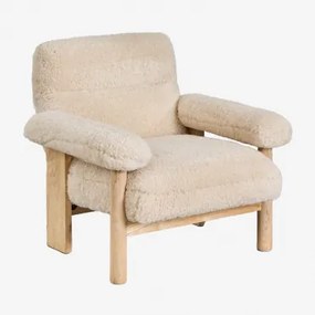 Bernia Style Fauteuil Van Schapenvacht En Essenhout White - Sklum