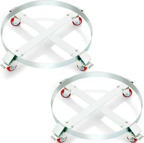 VEVOR 2x Vatenrol 250L Transportrol Koolstofstalen rolbord Binnendiameter Ø 607mm Vatenwagen met 4 universele wielen met remmen Trolley Transportwagen voor het vervoeren van vaten tot 454 kg