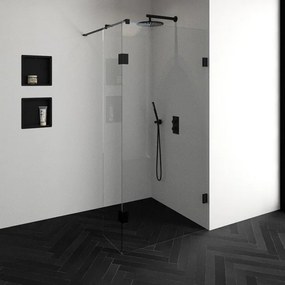 BRAUER Void inloopdouche helder glas 100x200 met 40 zijwand incl. glascoating mat zwart GS-VOI2H10040200MZ