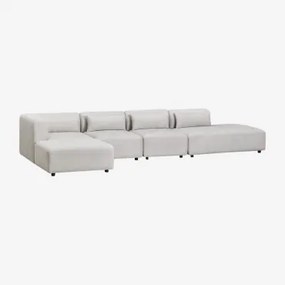 4-delige Modulaire Hoekbank Met Rechter Chaise Longue En Poef Fogler Stof Lichtgrijze - Sklum