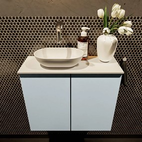 Mondiaz Fowy toiletmeubel 60cm clay met witte waskom links zonder kraangat