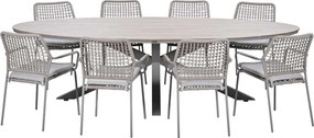 Garden Impressions Natas tuinset 9-delig taupe - Tulli tuintafel 280x140 cm - light teak vironwood