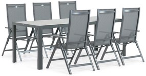 Tuinset 6 personen 210 cm Aluminium/textileen Grijs Hartman Aruba/Venustas