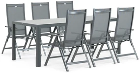 Tuinset 6 personen 210 cm Aluminium/textileen Grijs Hartman Aruba/Venustas