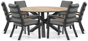 Tuinset Ronde Tuintafel 6 personen 150 cm Aluminium/teak Grijs  Osmen Midura/Fabriano