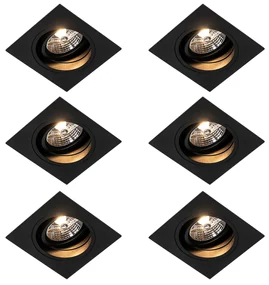Set van 6 Moderne inbouwspot zwart verstelbaar - Chuck 70 GU10 Binnenverlichting Lamp