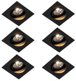 Set van 6 Moderne inbouwspot zwart verstelbaar - Chuck 70