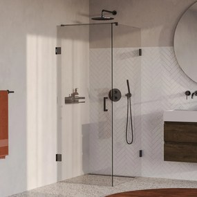 Brauer Void profielloze douchecabine 90x100cm gunmetal geborsteld PVD