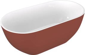 Polysan Reduta vrijstaand bad terracotta/wit mineraalmarmer 150x75cm