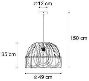 Smart hanglamp met dimmer rotan 49 cm incl. Wifi G95 - MichelleOosters E27 Binnenverlichting Lamp