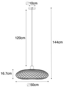 Oosterse hanglamp zwart bamboe 50 cm - OstravaOosters E27 rond Binnenverlichting Lamp