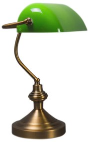 Smart Klassieke tafellamp brons met groen glas incl. Wifi A60 - Banker Klassiek / Antiek, Retro E27 rond Binnenverlichting Lamp
