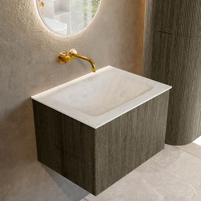 Mondiaz Kurve-dlux 60cm badmeubel shadow met 1 lade en wastafel cloud midden zonder kraangat opalo
