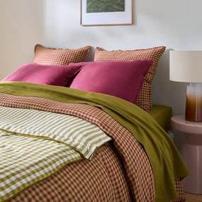 Dekbedovertrek in gewassen linnen Acélie Bordeaux