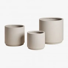 Set Van 3 Buitenpotten Ø25 Cm / Ø35 Cm / Ø45 Cm In Polyresin Saturnus Zand Grijs - Sklum