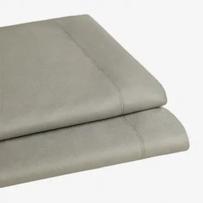 Satijnen Bovenlaken Van 300 Draden Sampras Groen – Khaki & Bed 135/140cm (210 X 280 Cm) - Sklum