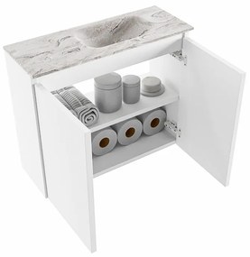 Mondiaz Ture DLux toiletmeubel 60cm talc met wastafel glace rechts zonder kraangat