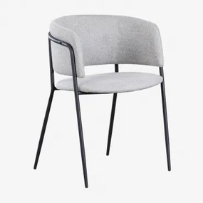 Set Van 2 Nalon Gestoffeerde Eetkamerstoelen Zwart & Stof Lichtgrijze - Sklum