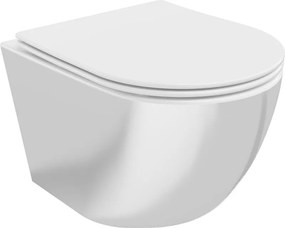 Mexen Lena wc-pot Rimless met toiletbril met softclose slim, duroplast, wit/zilver - 30224004
