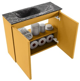 Mondiaz Ture DLux toiletmeubel 60cm ocher met wastafel lava links met kraangat